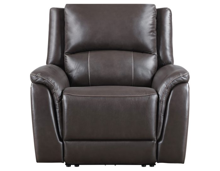 Alexandria Leather Power Recliner, Chocolate - Image 3