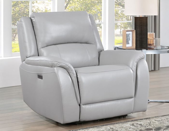 Alexandria 3-Piece Leather Reclining Set - Sofa, Loveseat, Recliner, Stone - Image 9