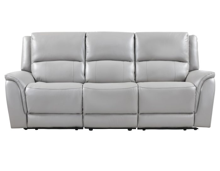 Alexandria Power Leather Reclining Sofa, Stone - Image 3