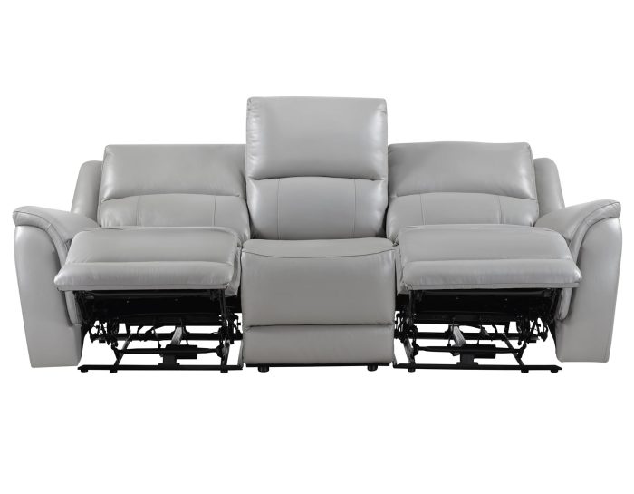 Alexandria Power Leather Reclining Sofa, Stone - Image 4