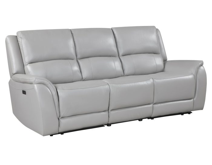 Alexandria Power Leather Reclining Sofa, Stone - Image 5
