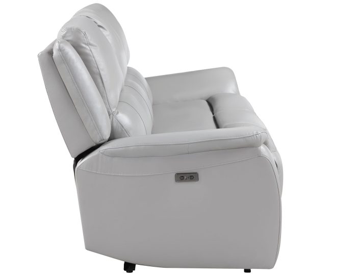 Alexandria Power Leather Reclining Sofa, Stone - Image 9