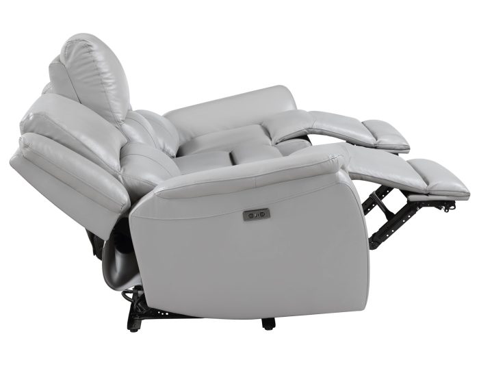 Alexandria Power Leather Reclining Sofa, Stone - Image 10