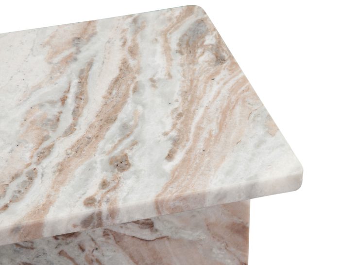 Irma I-Beam Solid Toronto Brown Marble Accent Table - Image 5
