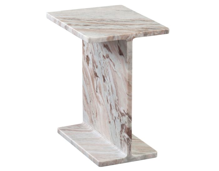 Irma I-Beam Solid Toronto Brown Marble Accent Table - Image 3