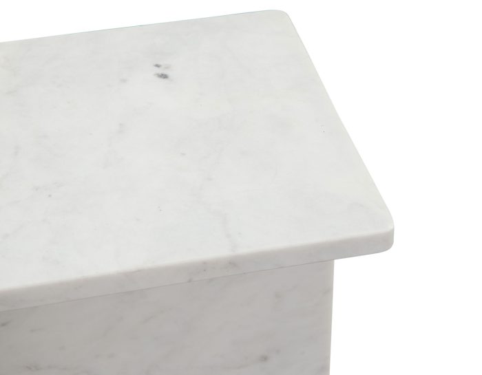 Irma I-Beam Solid Banswara White Marble Accent Table - Image 5