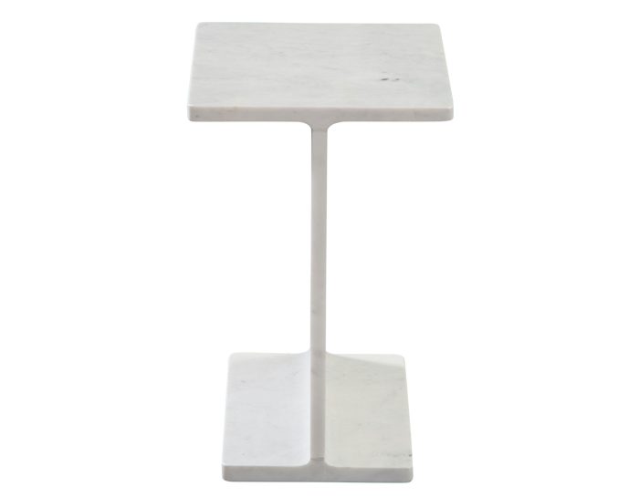 Irma I-Beam Solid Banswara White Marble Accent Table - Image 3