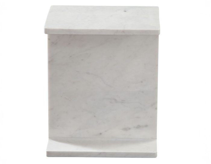 Irma I-Beam Solid Banswara White Marble Accent Table - Image 4