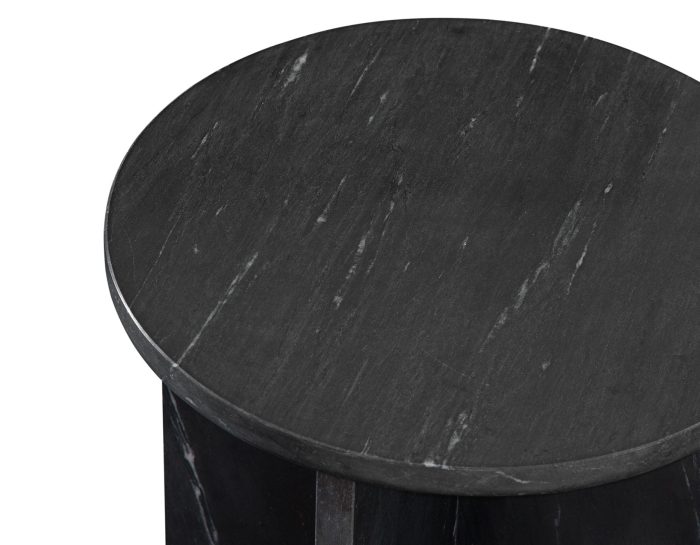 Niki Solid Black Marquina Marble End Table - Image 4