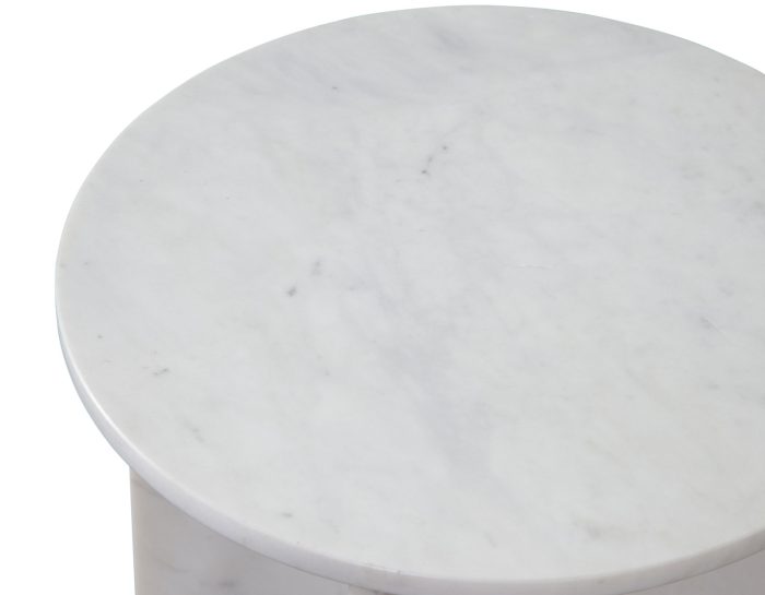 Niki Solid Banswara White Marble Accent Table - Image 4
