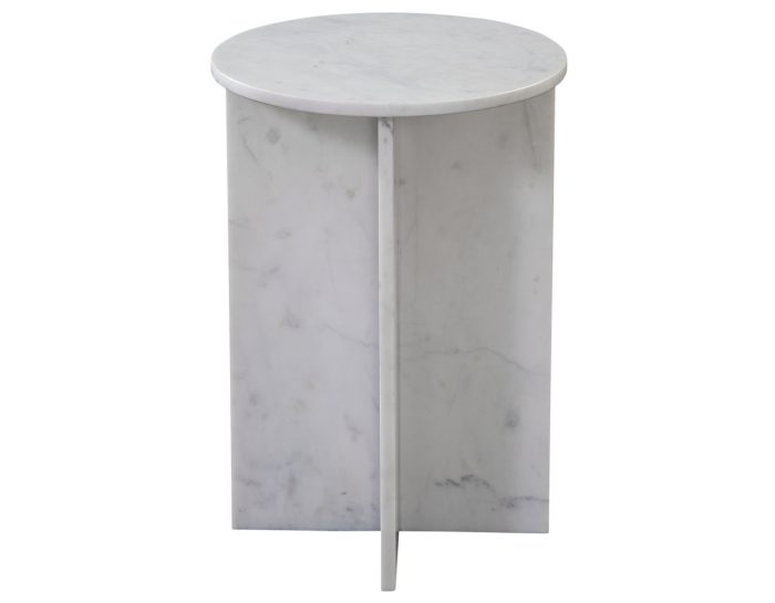 Niki Solid Banswara White Marble Accent Table - Image 3