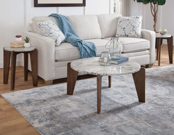 Shavon 3-Piece Solid Toronto Brown Marble Table Se
