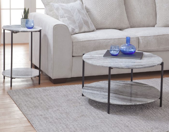 Coleen Sanwar Green Marble 18" Round End Table - Image 2