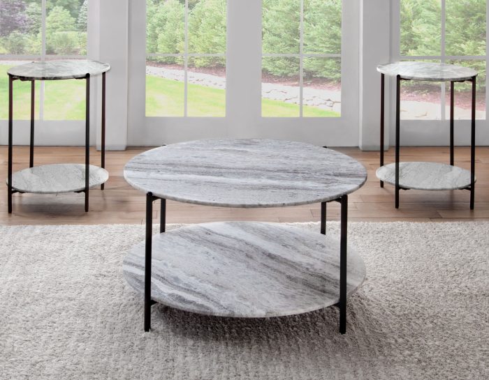 Coleen Sanwar Green Marble 18" Round End Table - Image 7