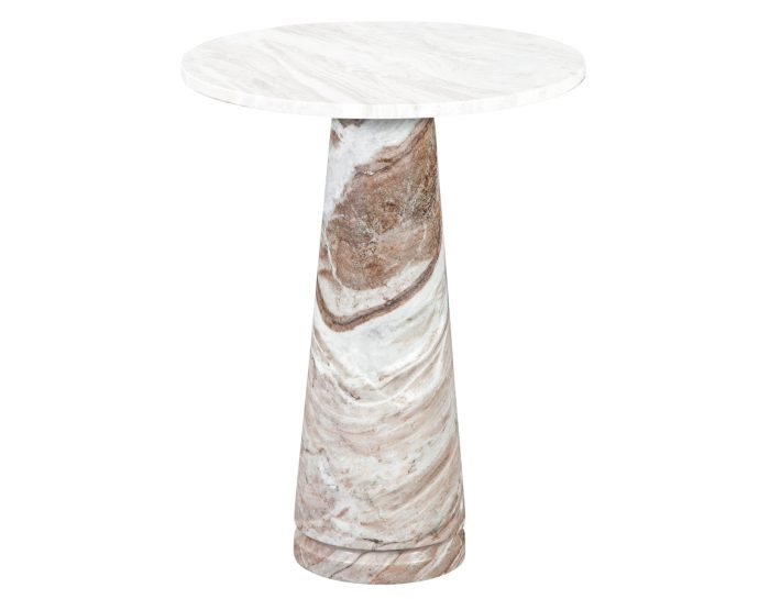 Joni 18" Round Toronto Brown Marble Accent End Table - Image 3
