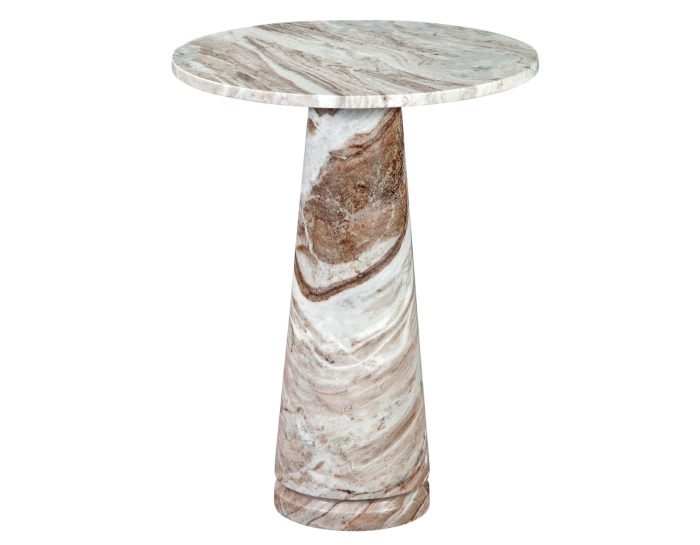 Joni 18" Round Toronto Brown Marble Accent End Table - Image 2