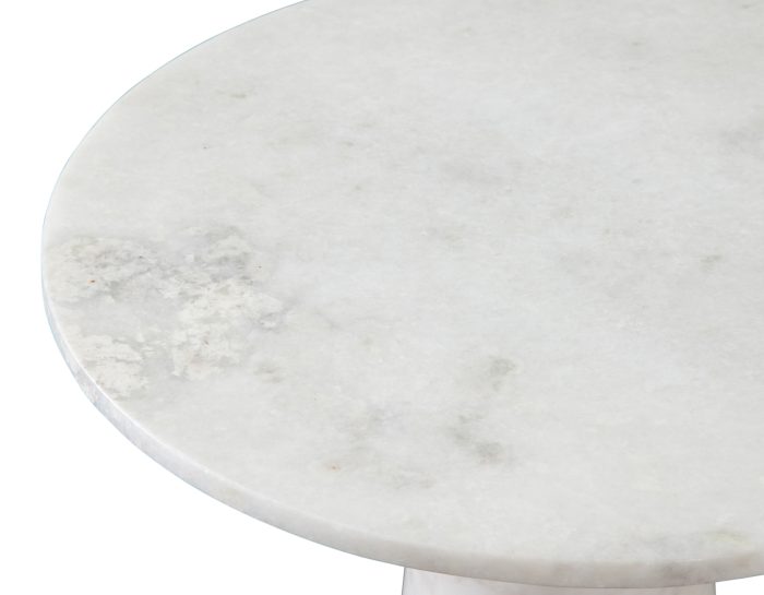 Joni 18" Round Talita White Marble Accent End Table - Image 4