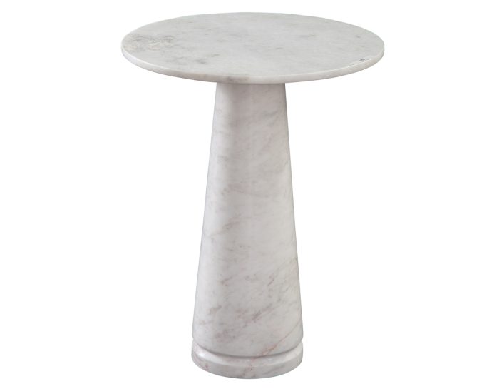 Joni 18" Round Talita White Marble Accent End Table - Image 2