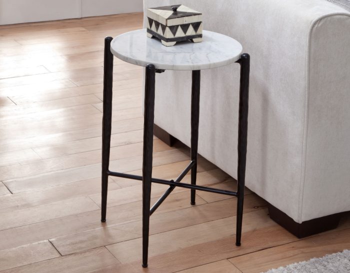 Loxie Solid Marble Top 16" Round End Table