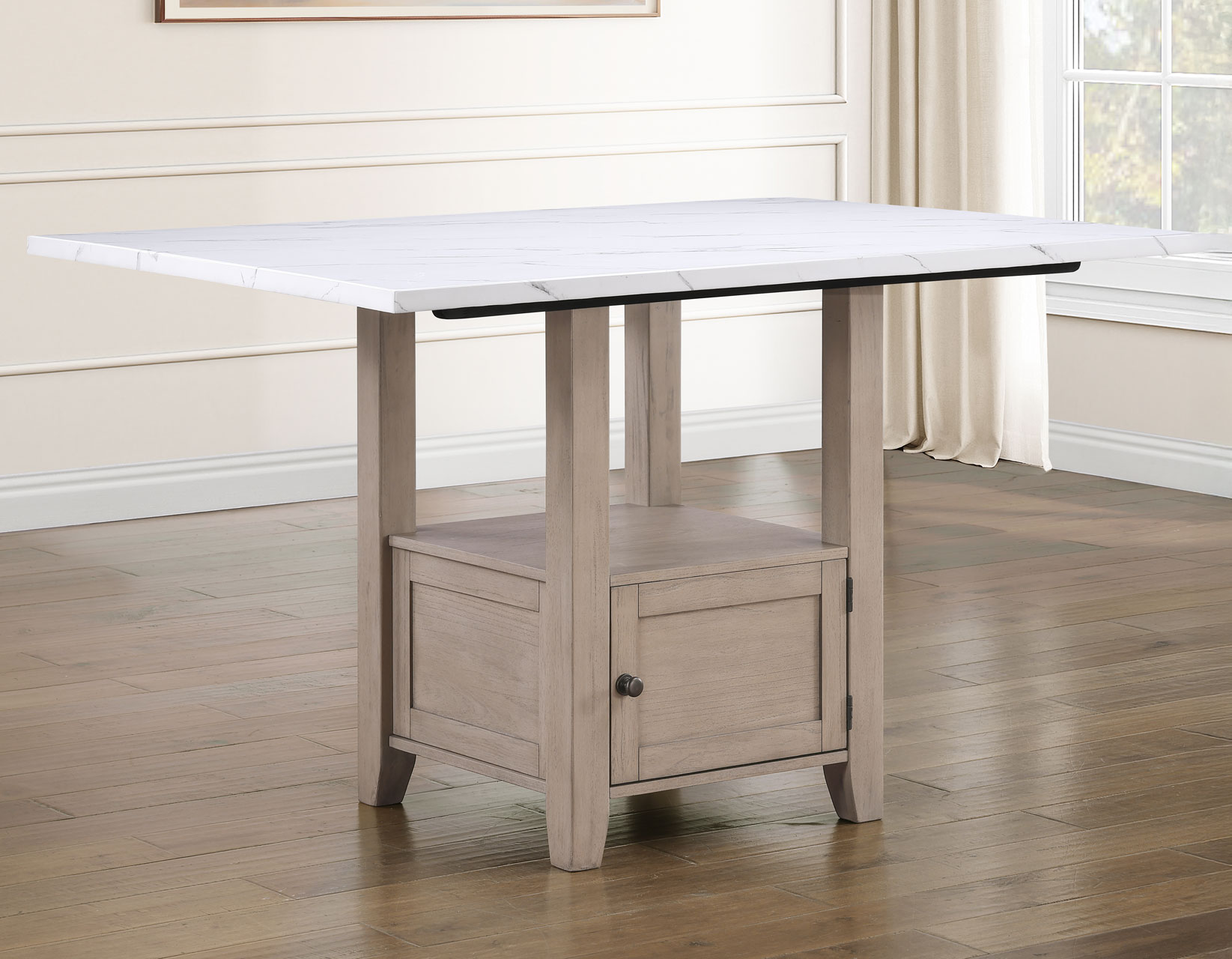 Taylor Faux Marble Top 60" Storage Counter Table - Image 7
