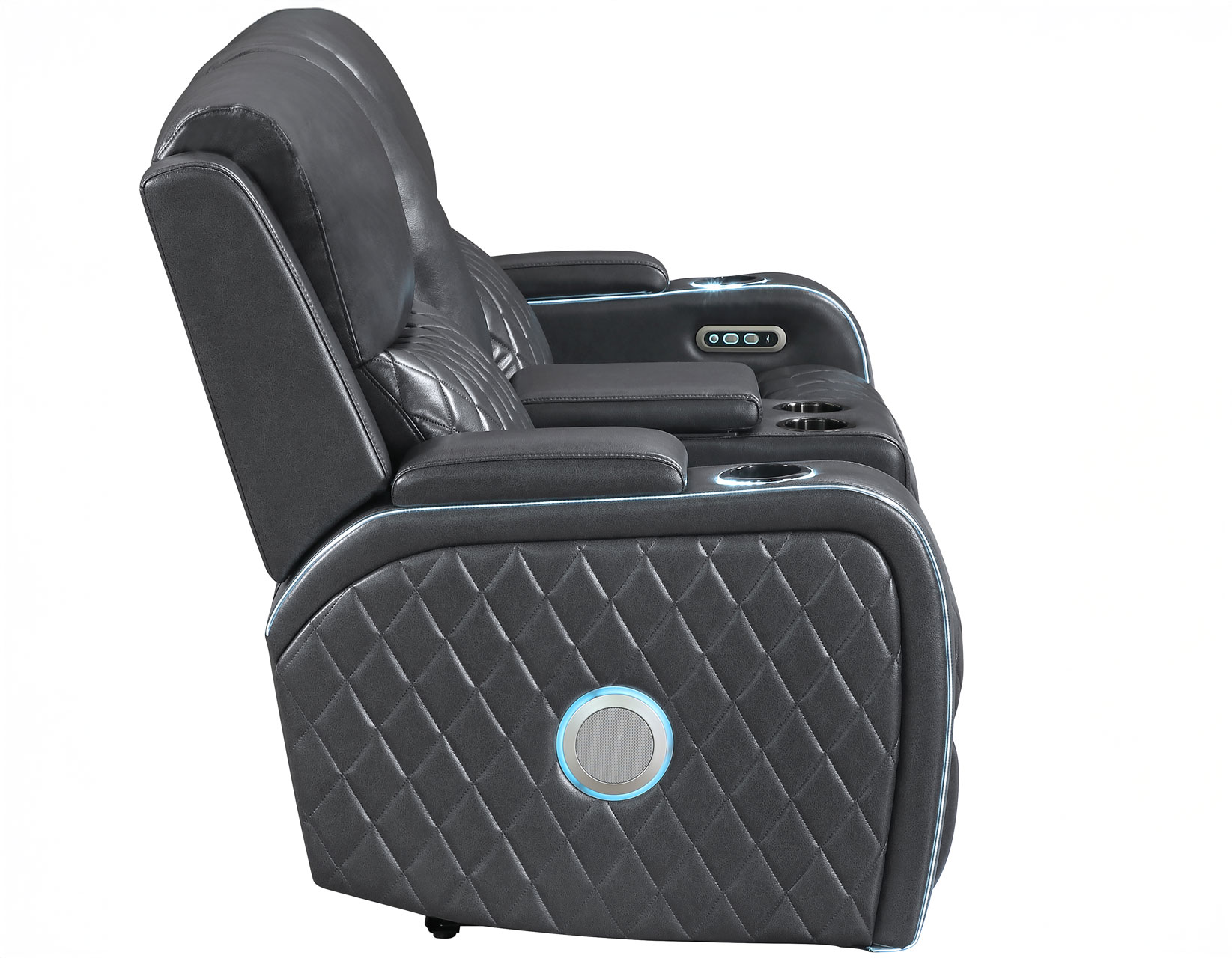 Luna 3-Piece Home Cinema Power Reclining Set, Charcoal Vegan Leather - Image 21