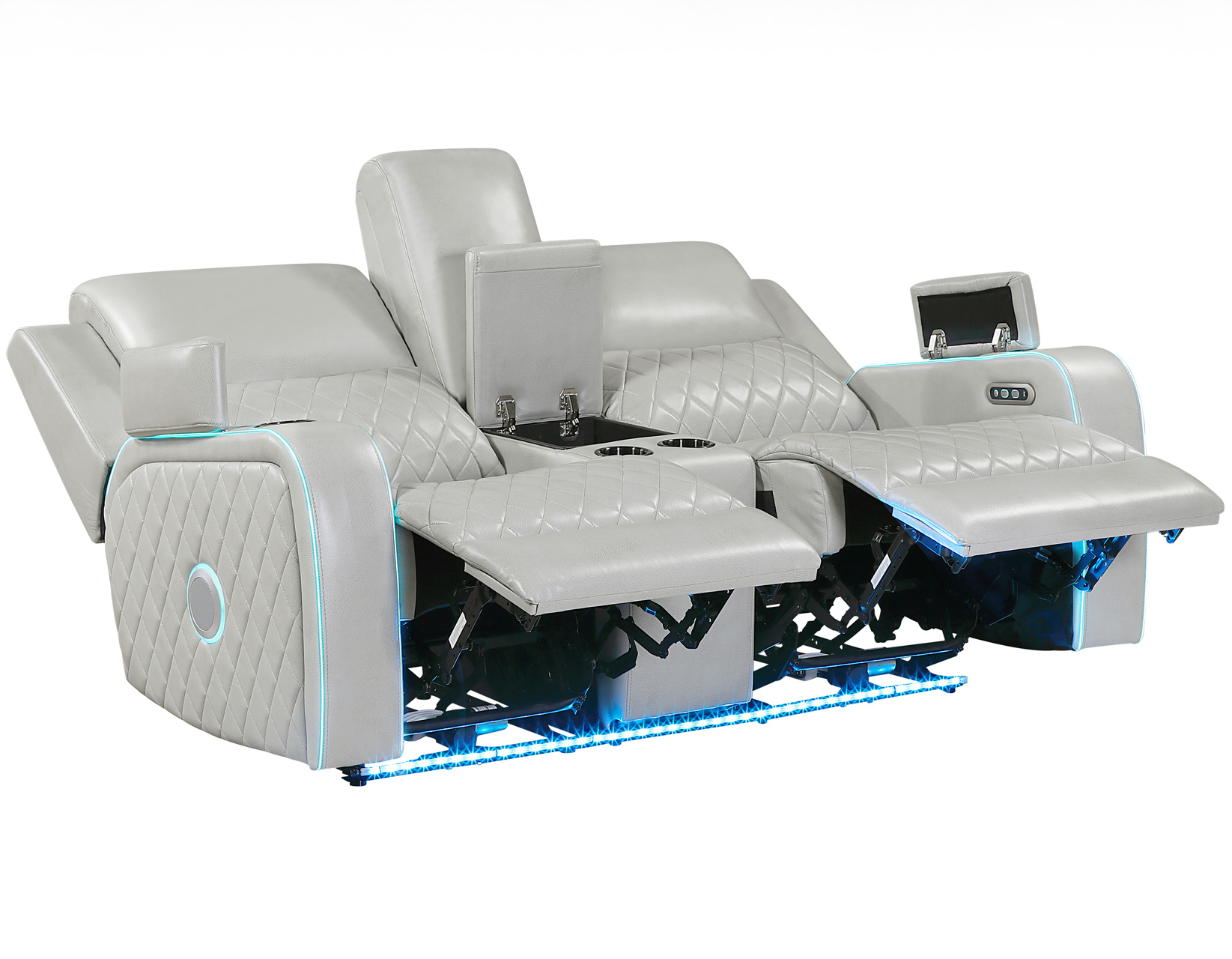 Luna 3-Piece Home Cinema Power Reclining Set, Ice Vegan Leather - Image 22