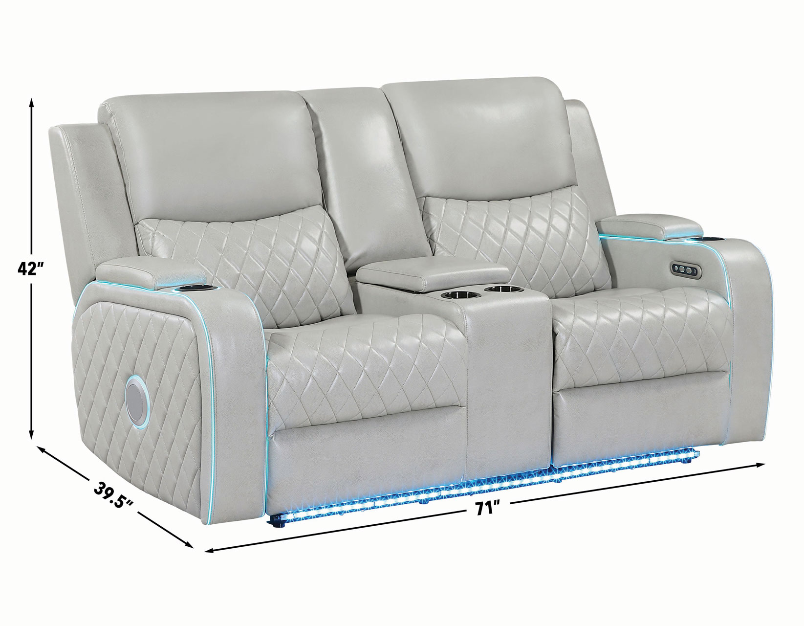 Luna 3-Piece Home Cinema Power Reclining Set, Ice Vegan Leather - Image 40