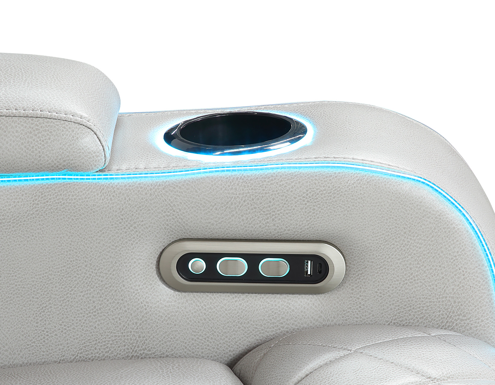 Luna 3-Piece Home Cinema Power Reclining Set, Ice Vegan Leather - Image 34