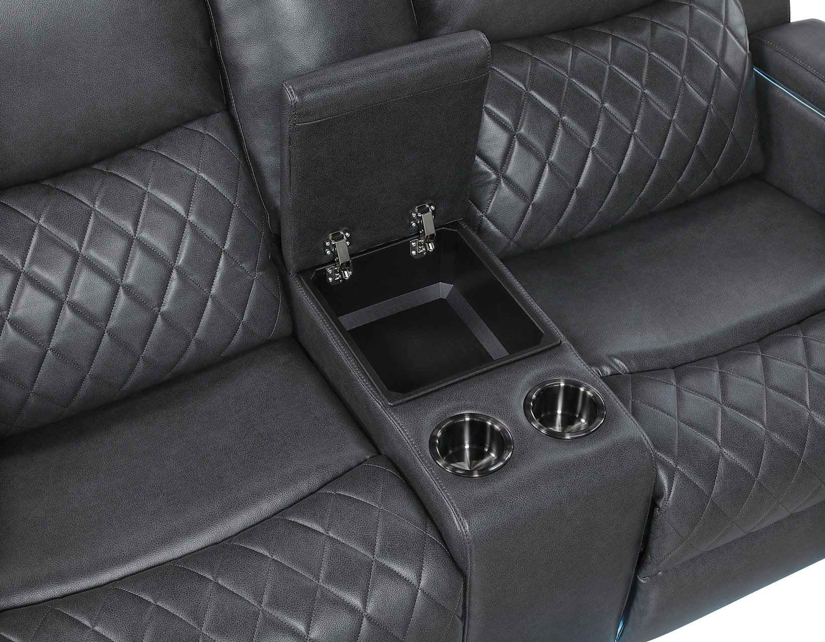 Luna 3-Piece Home Cinema Power Reclining Set, Charcoal Vegan Leather - Image 23