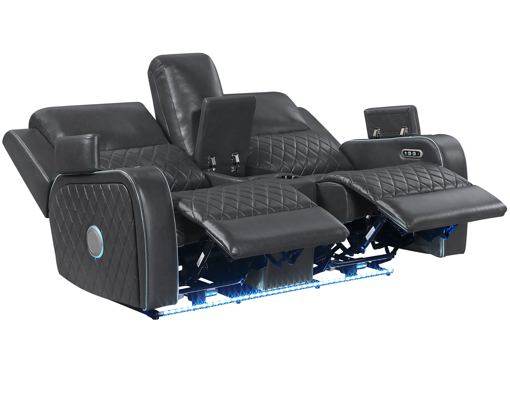 Luna 3-Piece Home Cinema Power Reclining Set, Charcoal Vegan Leather - Image 20