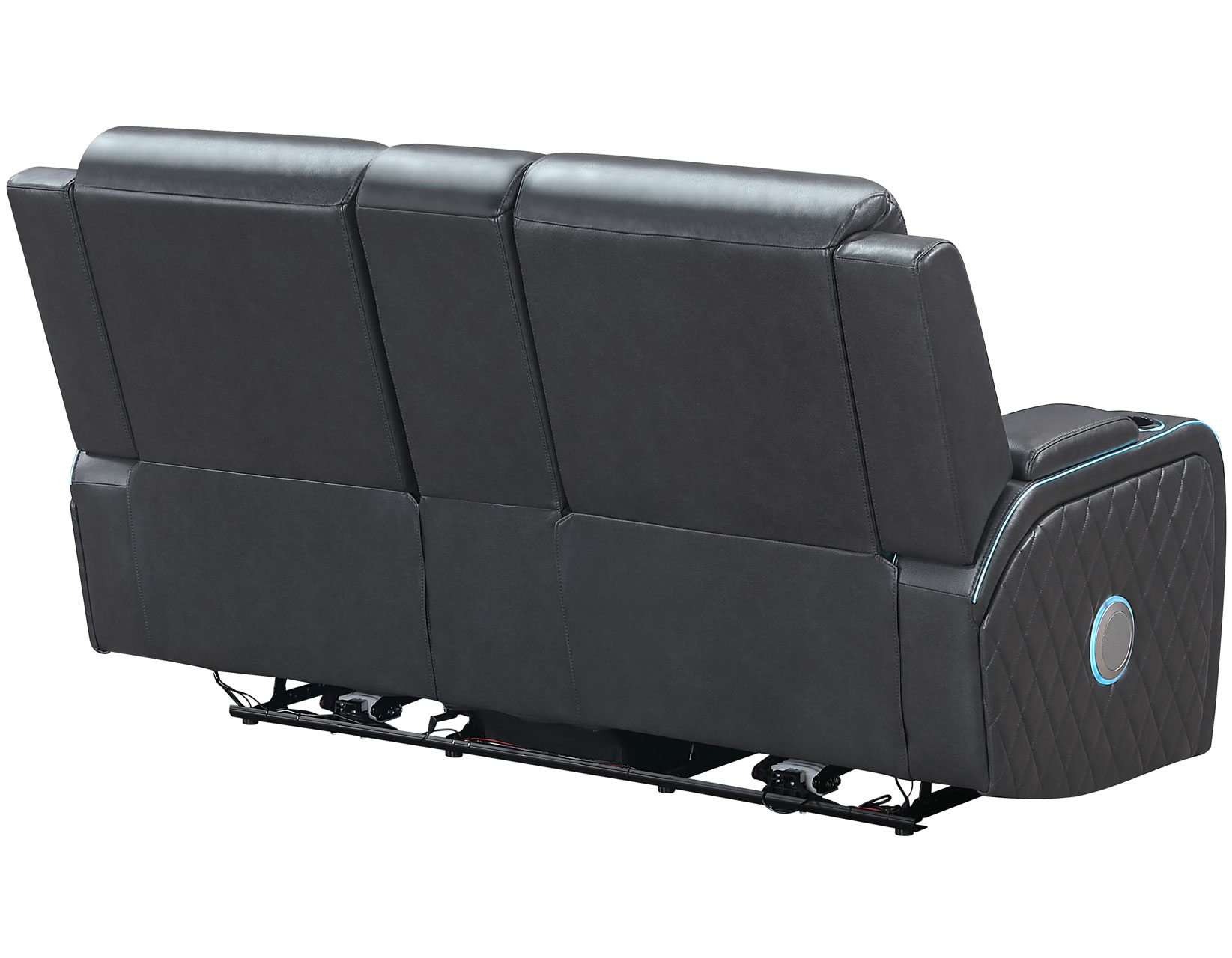 Luna 3-Piece Home Cinema Power Reclining Set, Charcoal Vegan Leather - Image 32