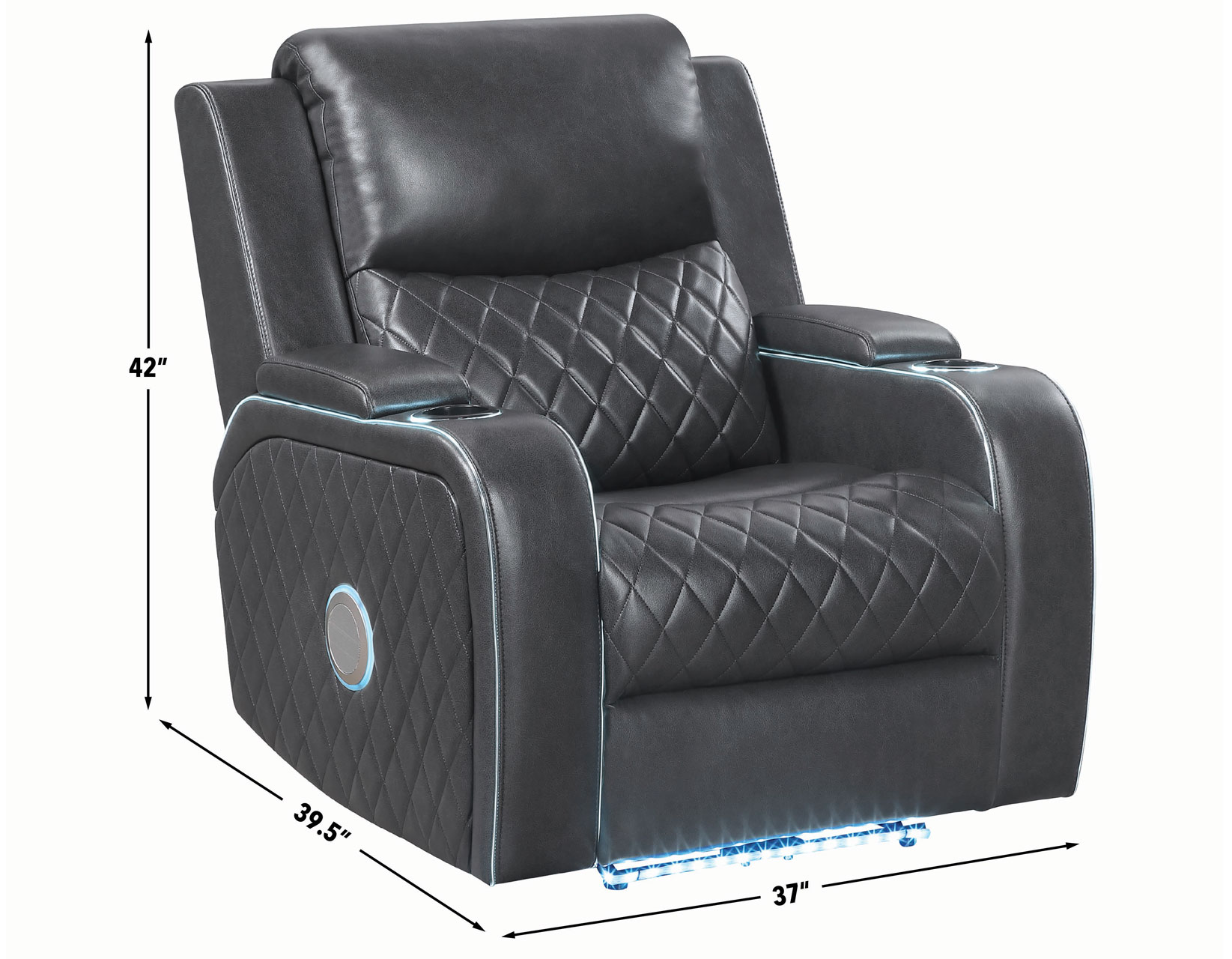 Luna 3-Piece Home Cinema Power Reclining Set, Charcoal Vegan Leather - Image 36