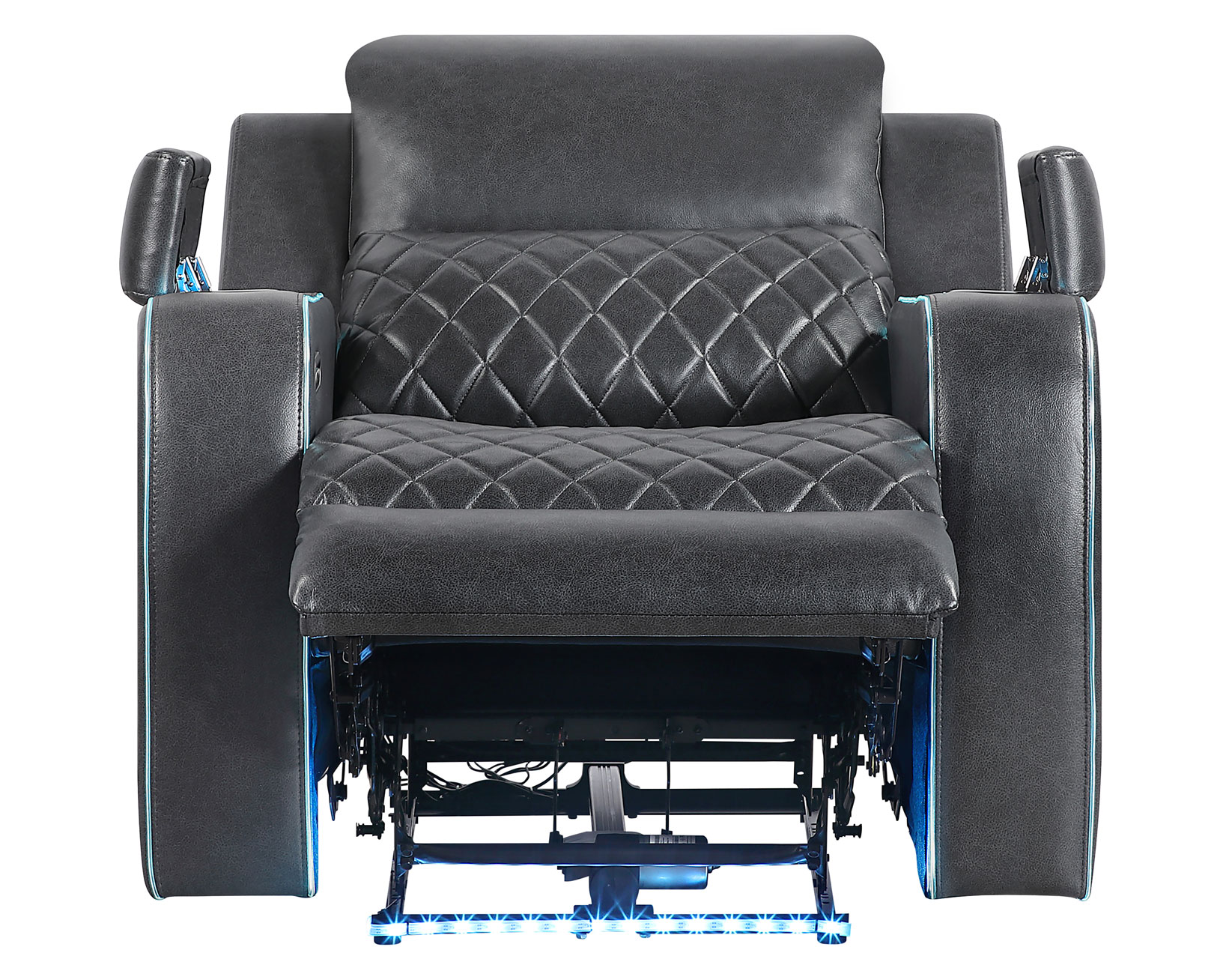 Luna 3-Piece Home Cinema Power Reclining Set, Charcoal Vegan Leather - Image 25