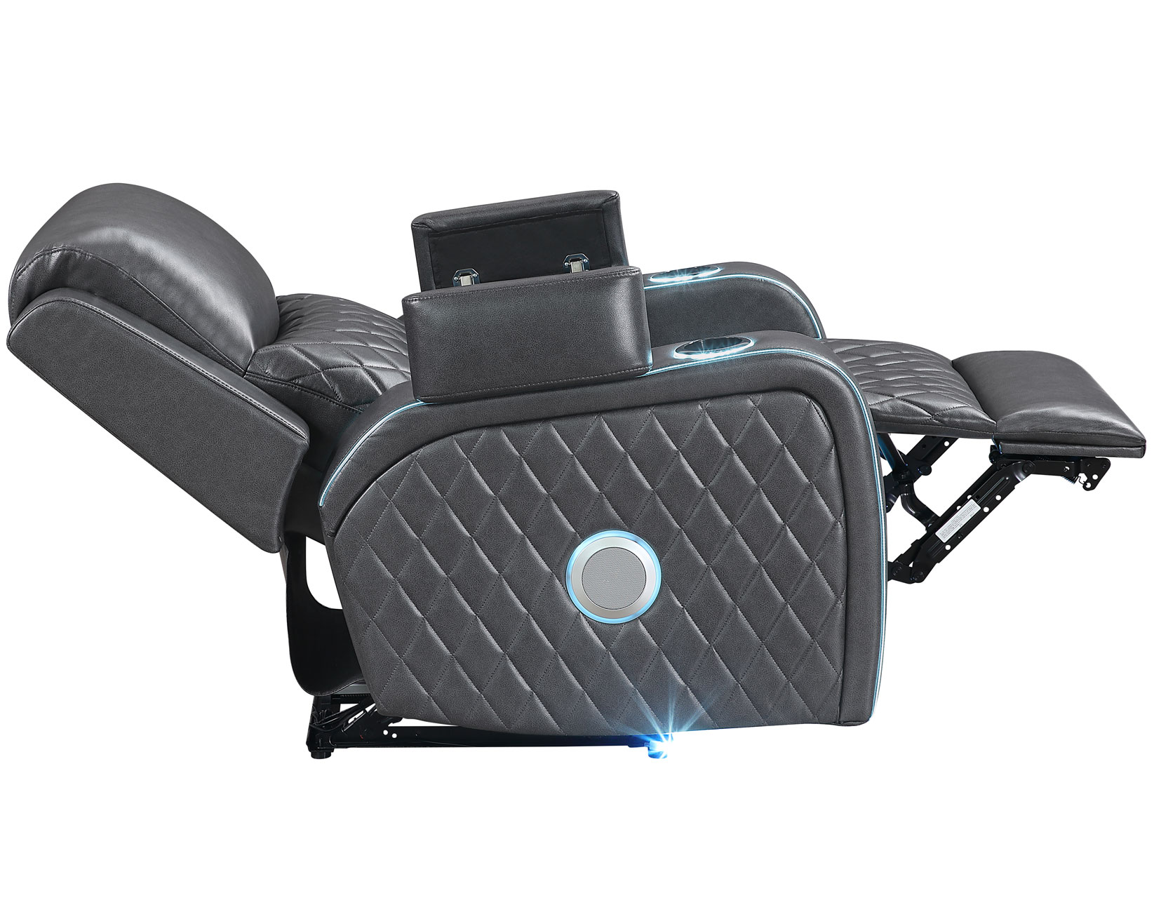 Luna 3-Piece Home Cinema Power Reclining Set, Charcoal Vegan Leather - Image 30