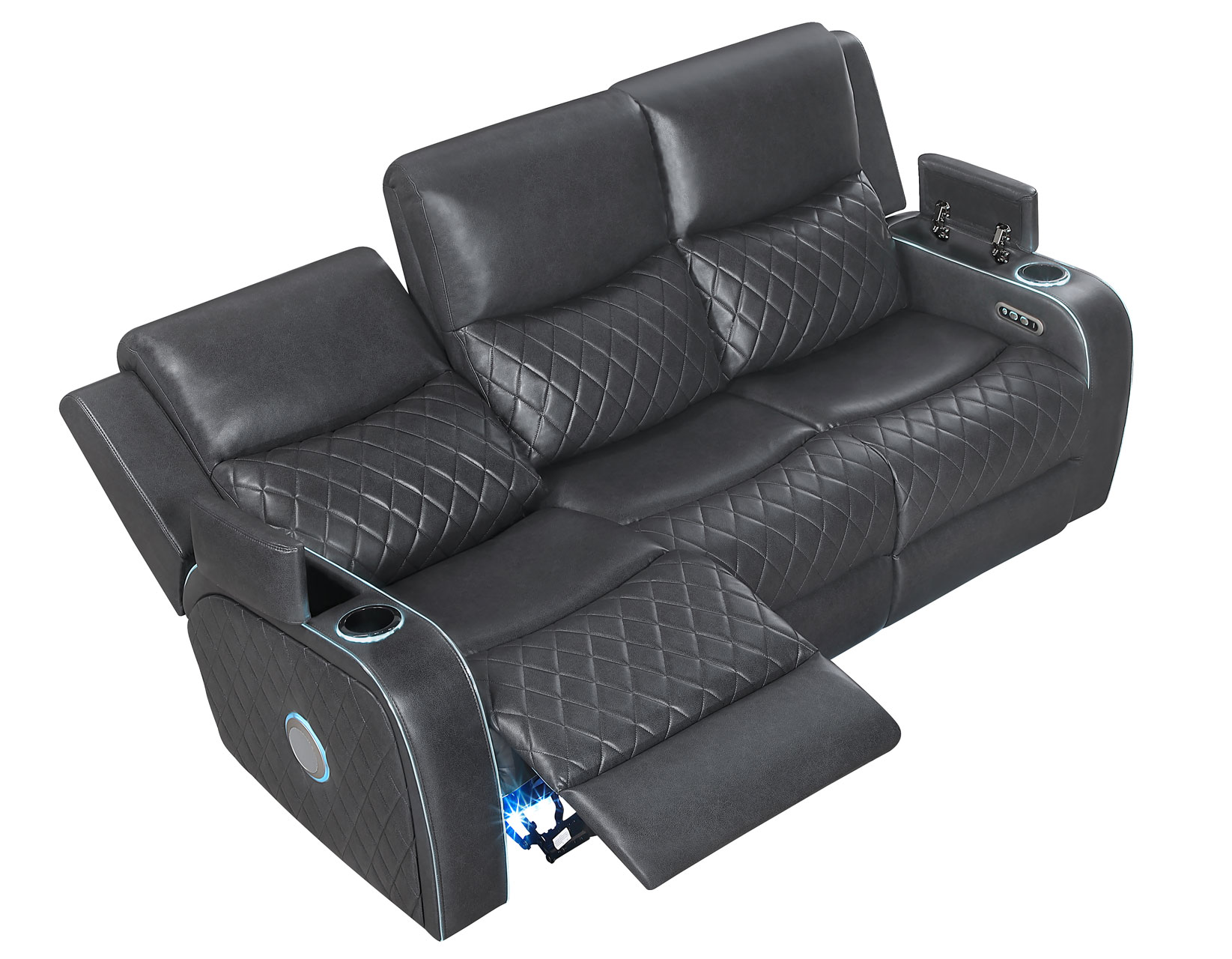 Luna 3-Piece Home Cinema Power Reclining Set, Charcoal Vegan Leather - Image 15