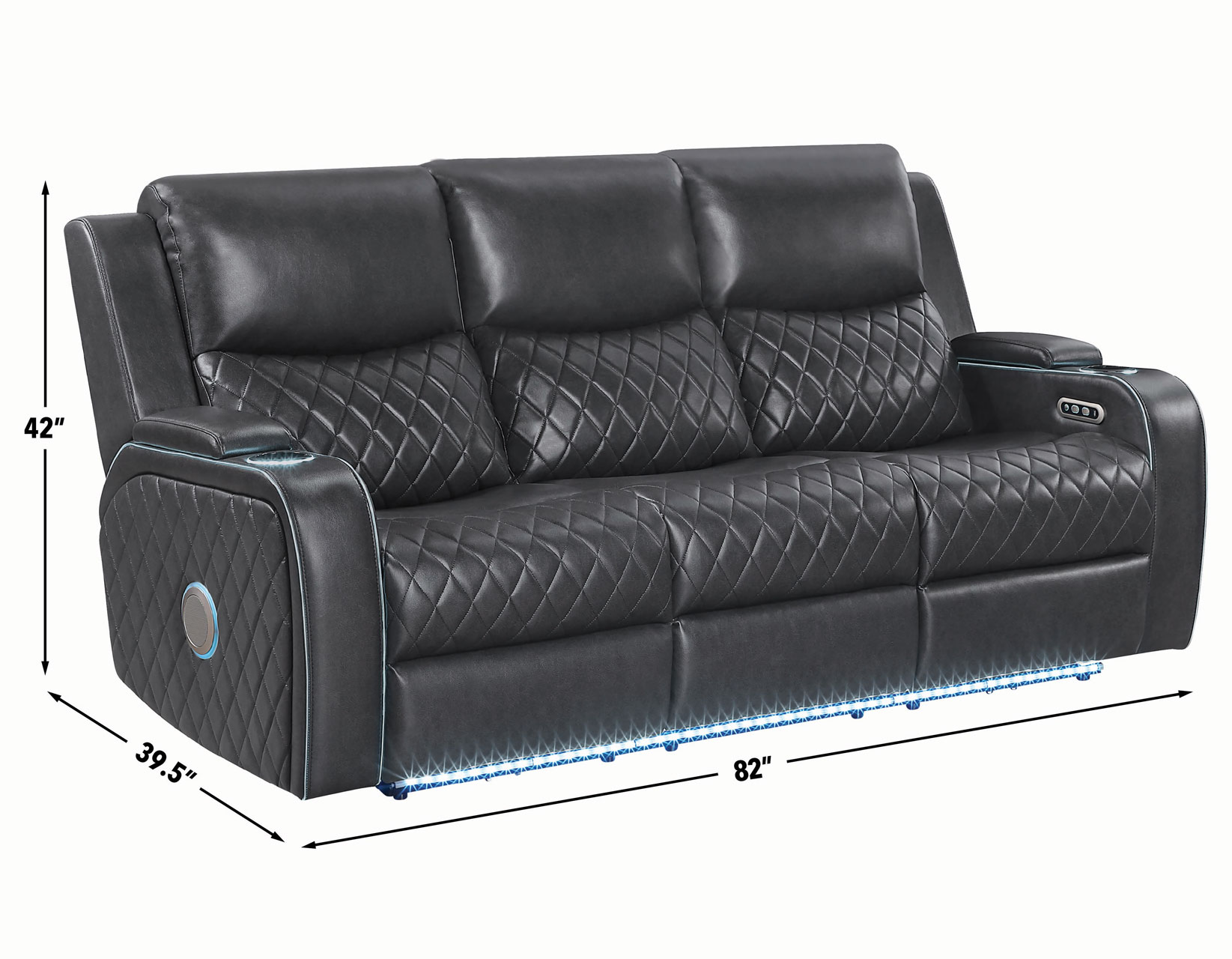 Luna 3-Piece Home Cinema Power Reclining Set, Charcoal Vegan Leather - Image 33