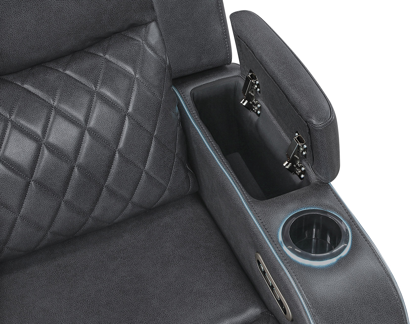 Luna 3-Piece Home Cinema Power Reclining Set, Charcoal Vegan Leather - Image 14