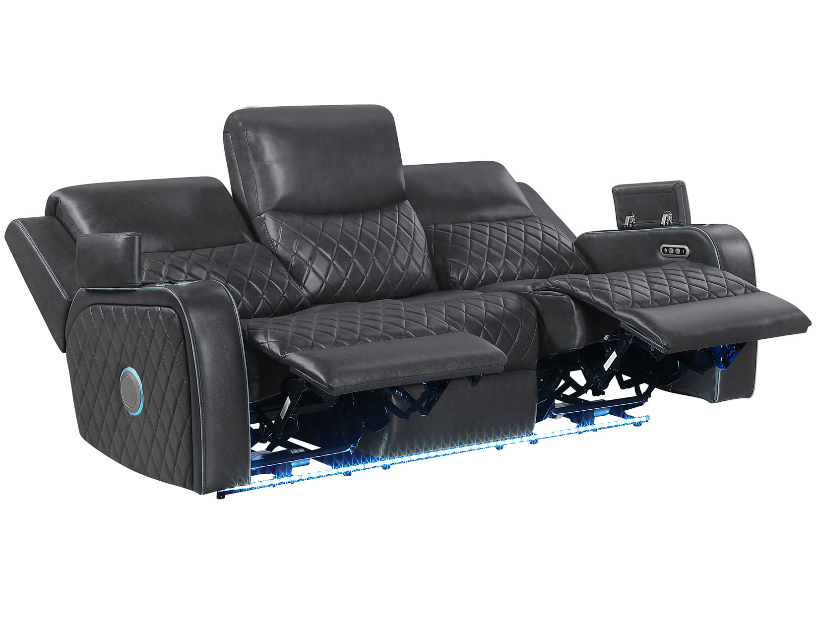 Luna 3-Piece Home Cinema Power Reclining Set, Charcoal Vegan Leather - Image 8