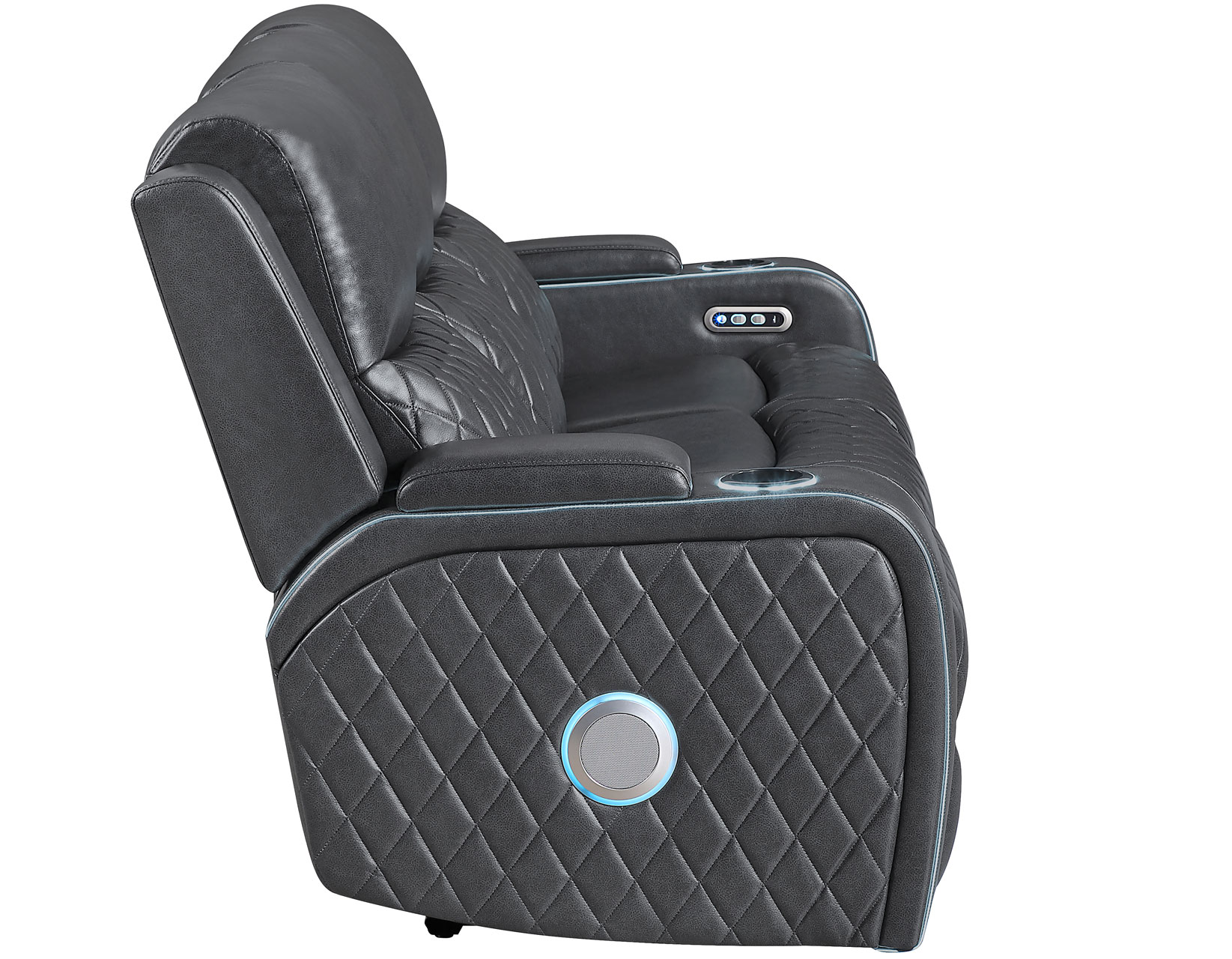 Luna 3-Piece Home Cinema Power Reclining Set, Charcoal Vegan Leather - Image 10