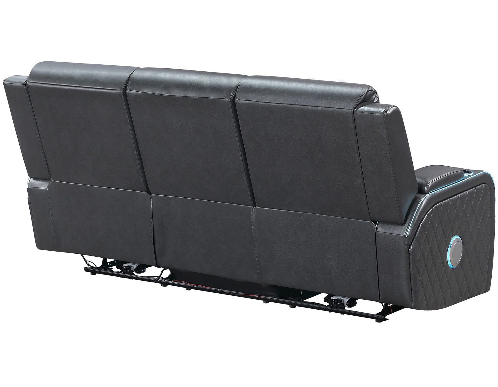 Luna 3-Piece Home Cinema Power Reclining Set, Charcoal Vegan Leather - Image 9