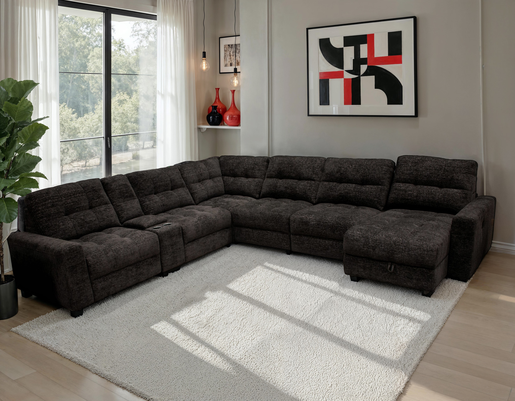 Snyder 7-Piece Slider Sectional, Black - Image 2