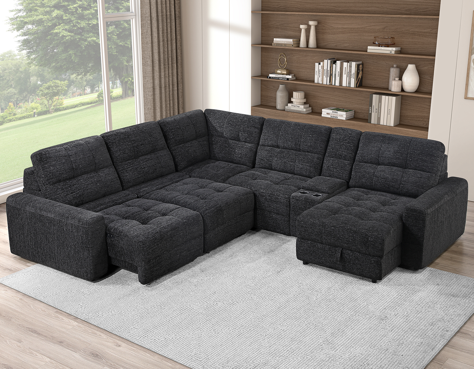 Snyder 6-Piece Glider Sectional, Black - Image 5