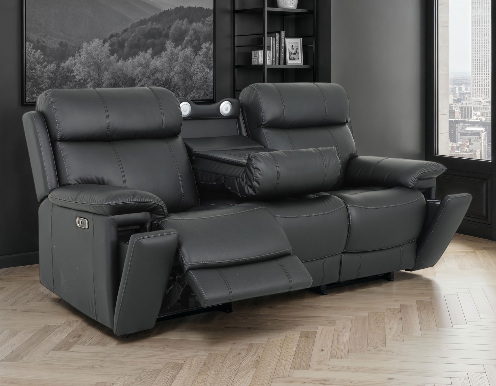 Zenith Power Home Theater Sofa with Built-In Speakers, Lighting and Vibration. - Image 2