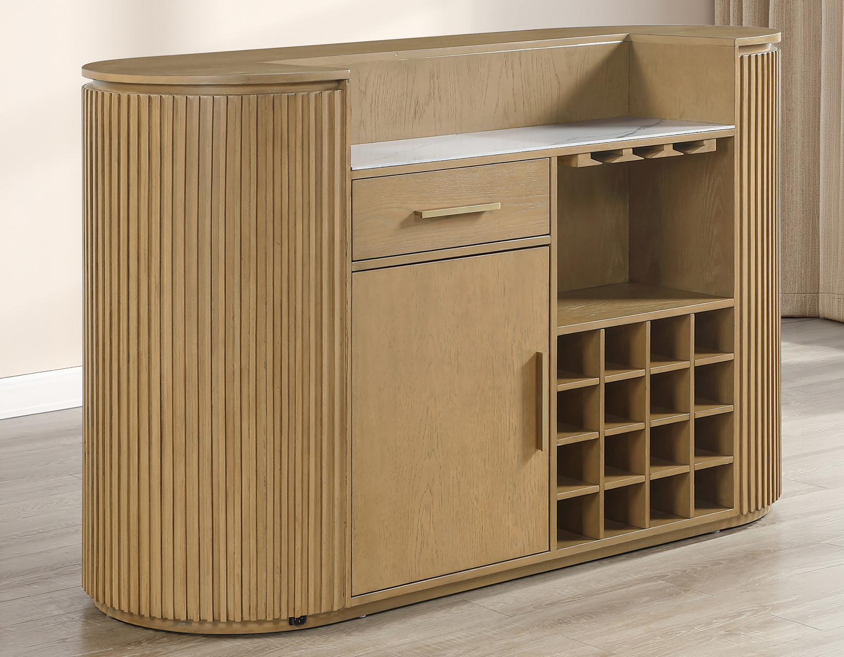 Colvin Reeded Bar, Toffee Finish - Image 3