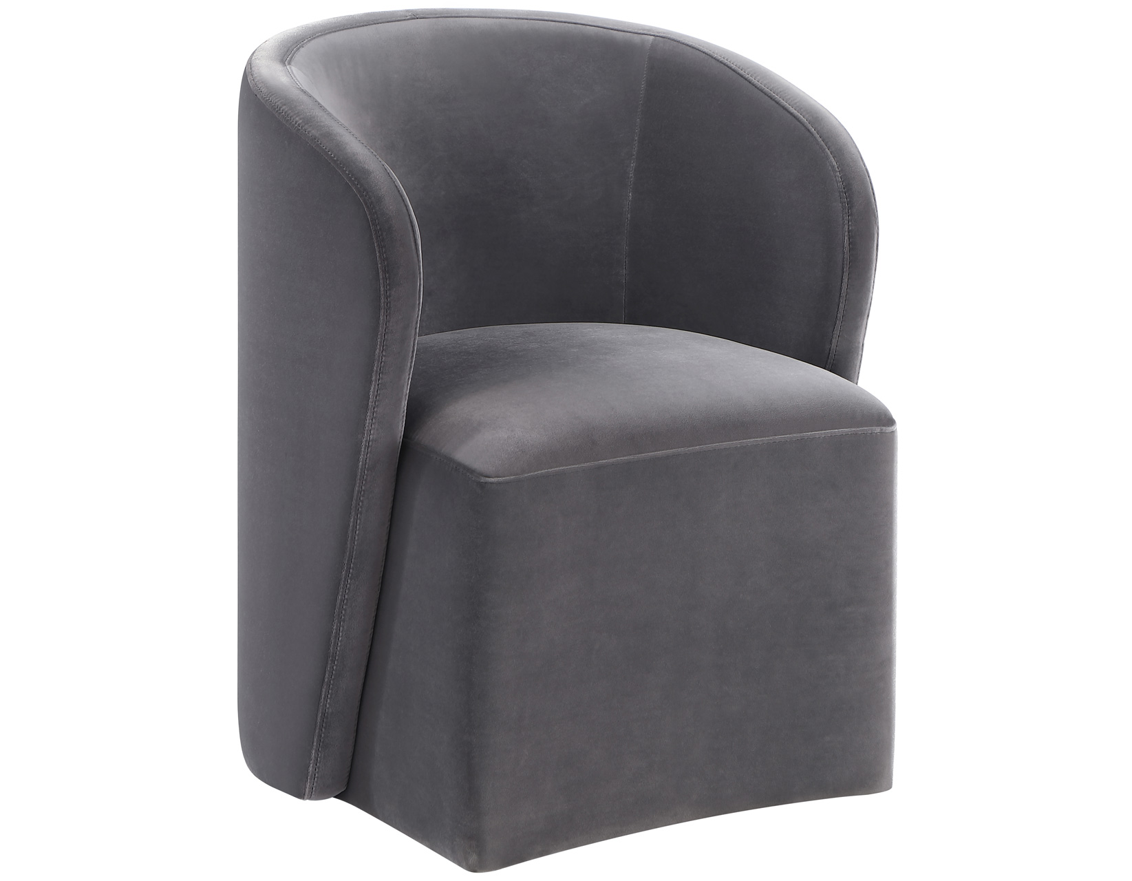 Annie Gray Velvet Barrel Chair w/Casters - Image 4