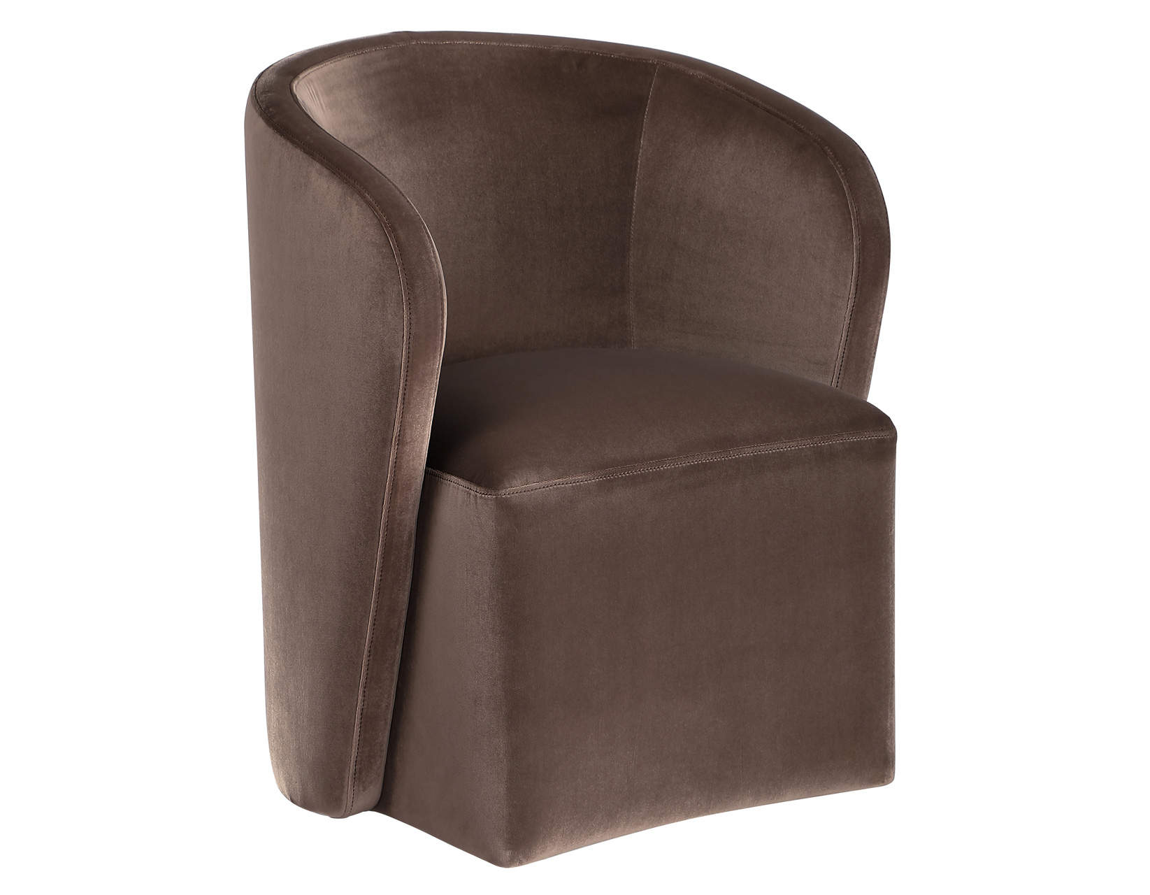 Annie Chocolate Velvet Barrel Chair w/Casters - Image 3